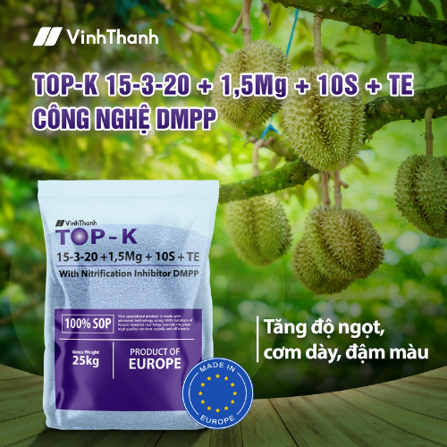 Phân bón TOP-K: Tăng độ ngọt, cơm dày, đậm màu